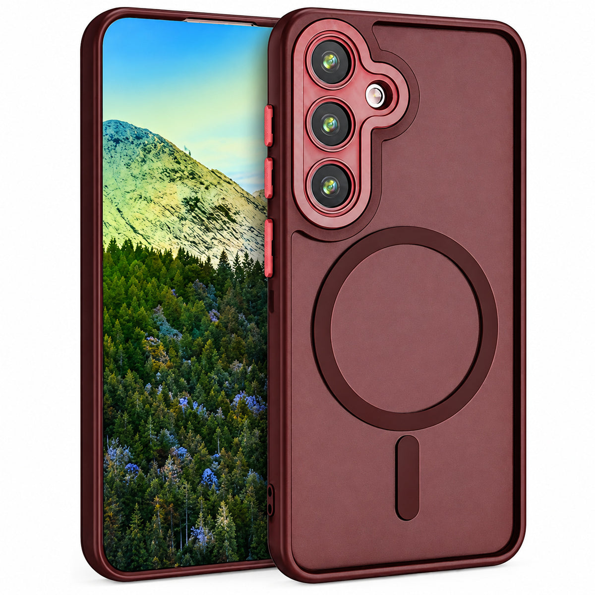 Matt Rubberized MagSafe Case for Samsung Galaxy S26 FE - Wine