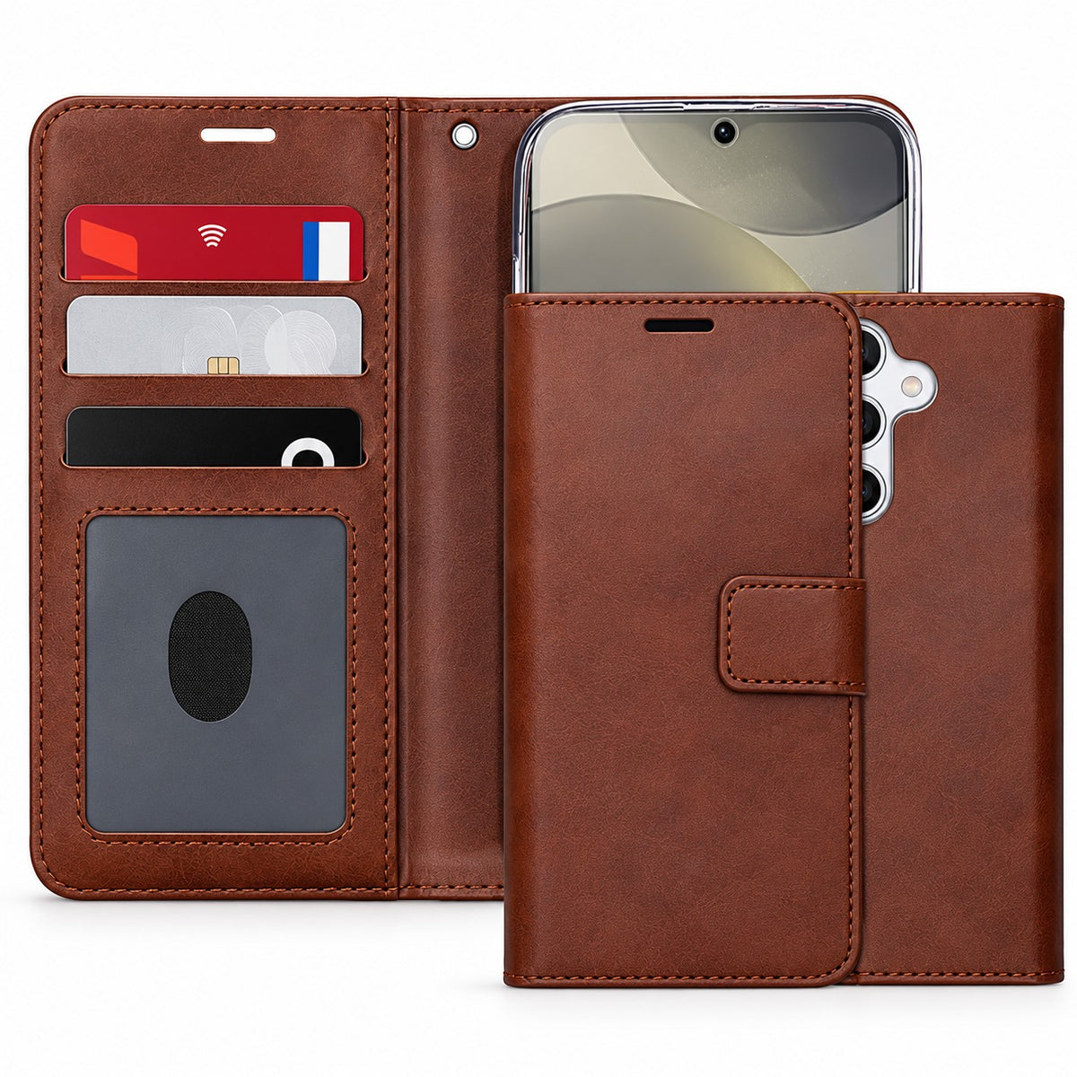 Photo ID Wallet Case for Samsung Galaxy S24 FE - Brown