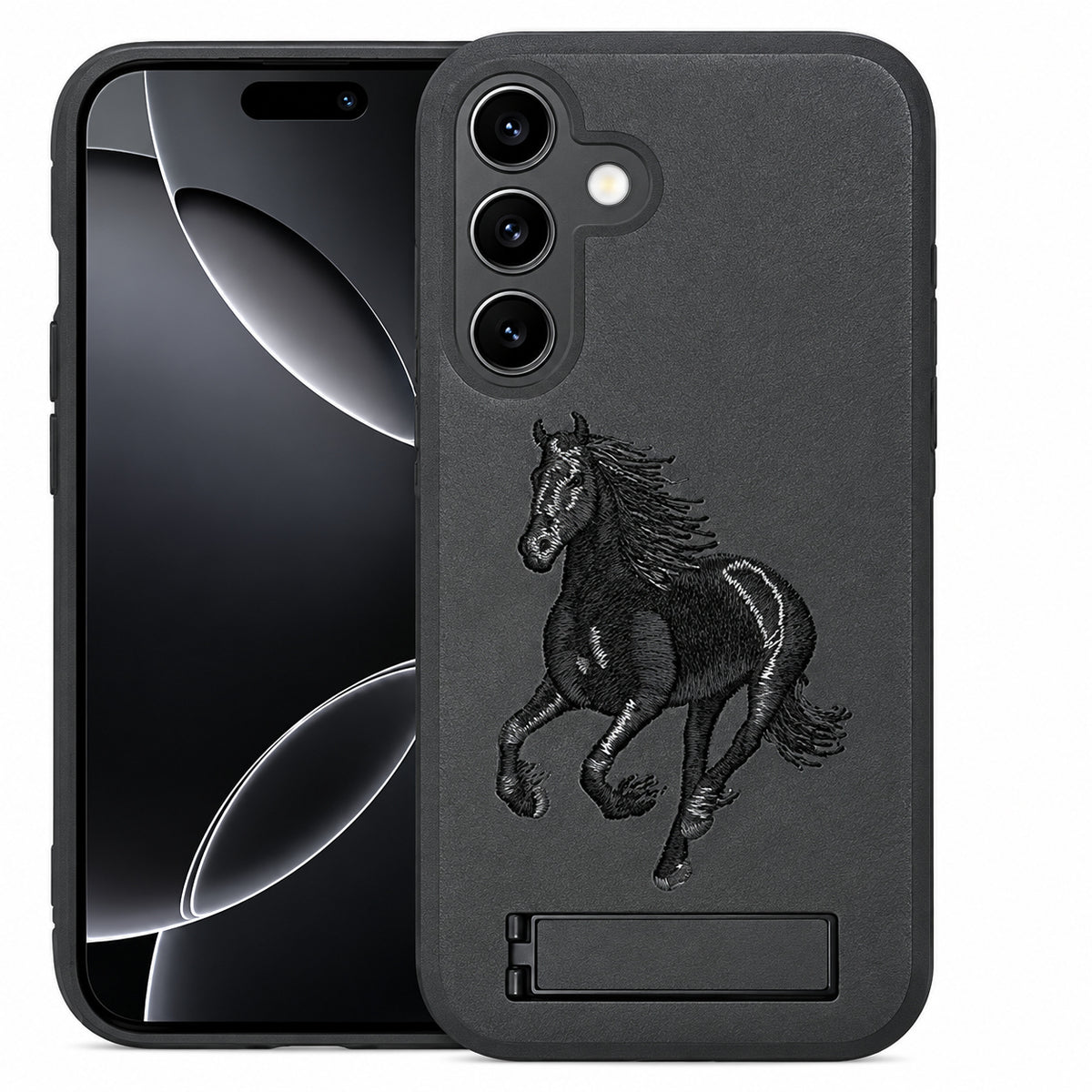 Horse Design W/ Stand Case for Samsung Galaxy S25 FE - Black