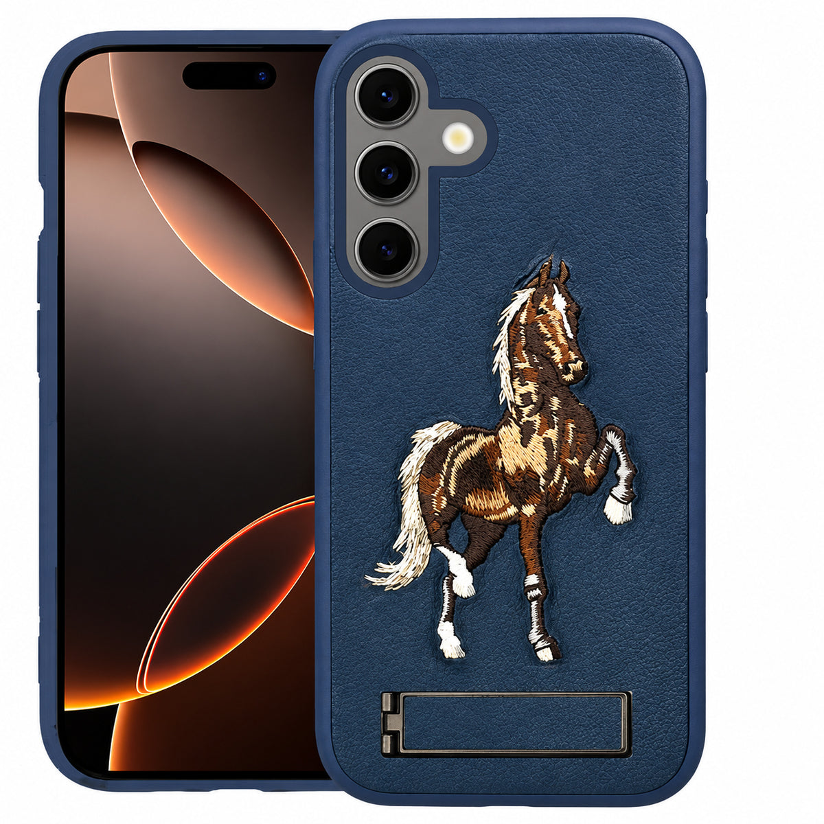 Horse Design W/ Stand Case for Samsung Galaxy S25 FE - Blue