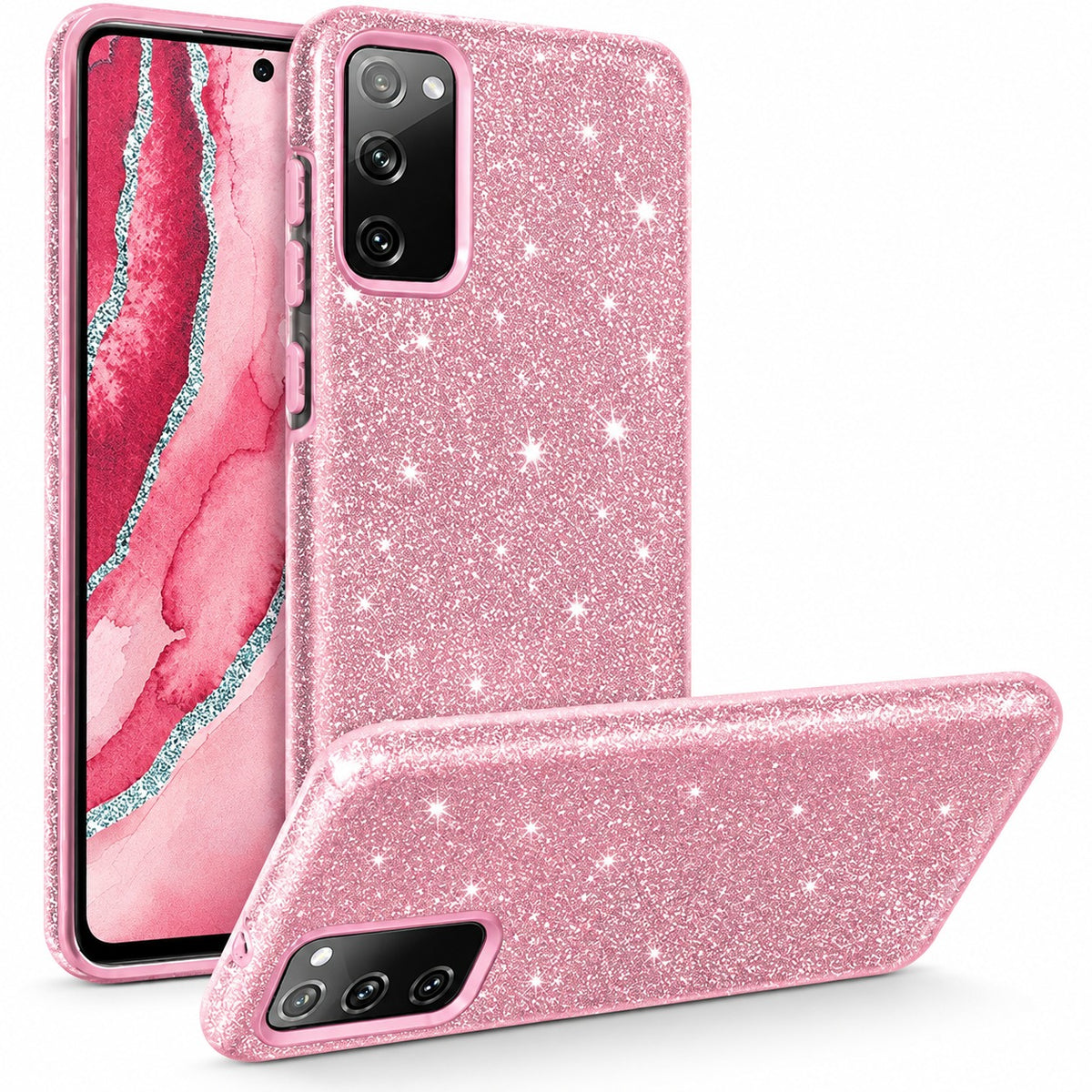 3-in-1 Glitter for Samsung Galaxy S24 Plus - Rose Gold