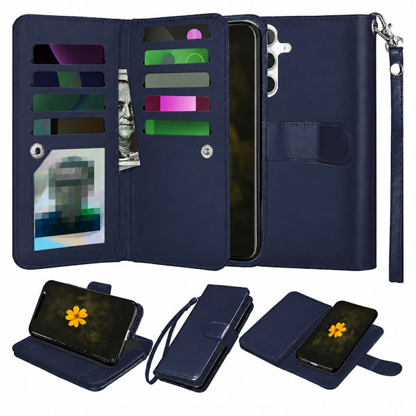 Bifold 9 Card detachable wallet for Samsung Galaxy A18 / A17 - Navy
