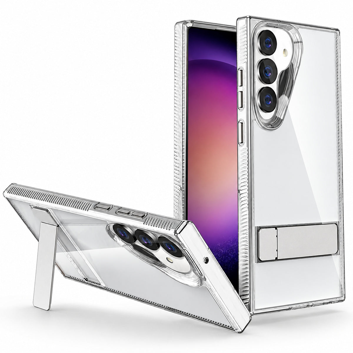 3-Angle Metal Stand Case for Samsung Galaxy S25 FE - Clear
