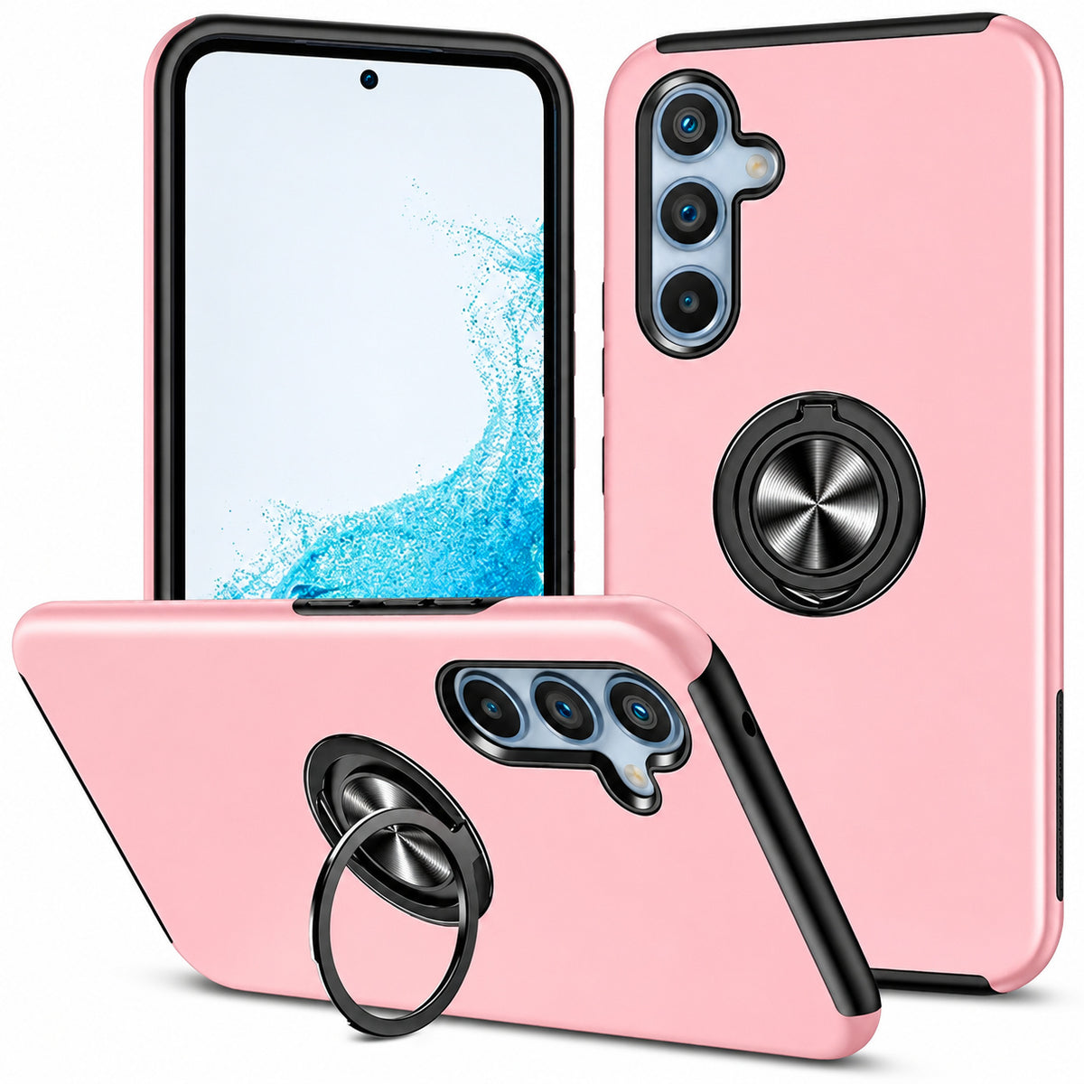 Swirl Invisible Ring Case for Samsung Galaxy A15 5G - Rose Gold