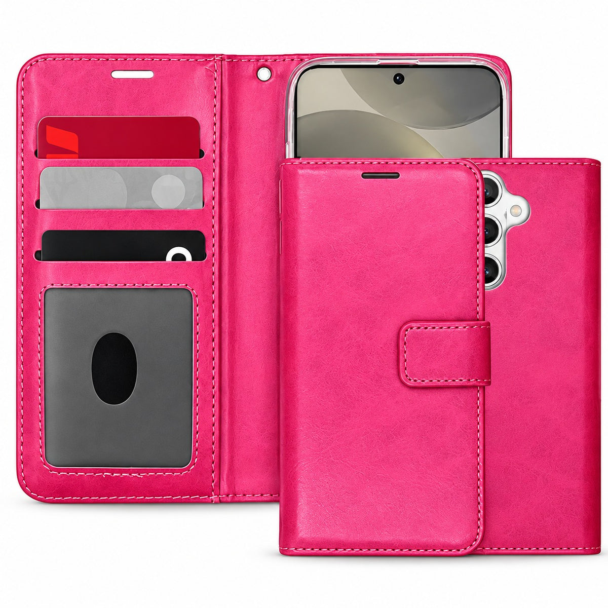 Photo ID Wallet for Samsung Galaxy S24 Plus - Hot Pink