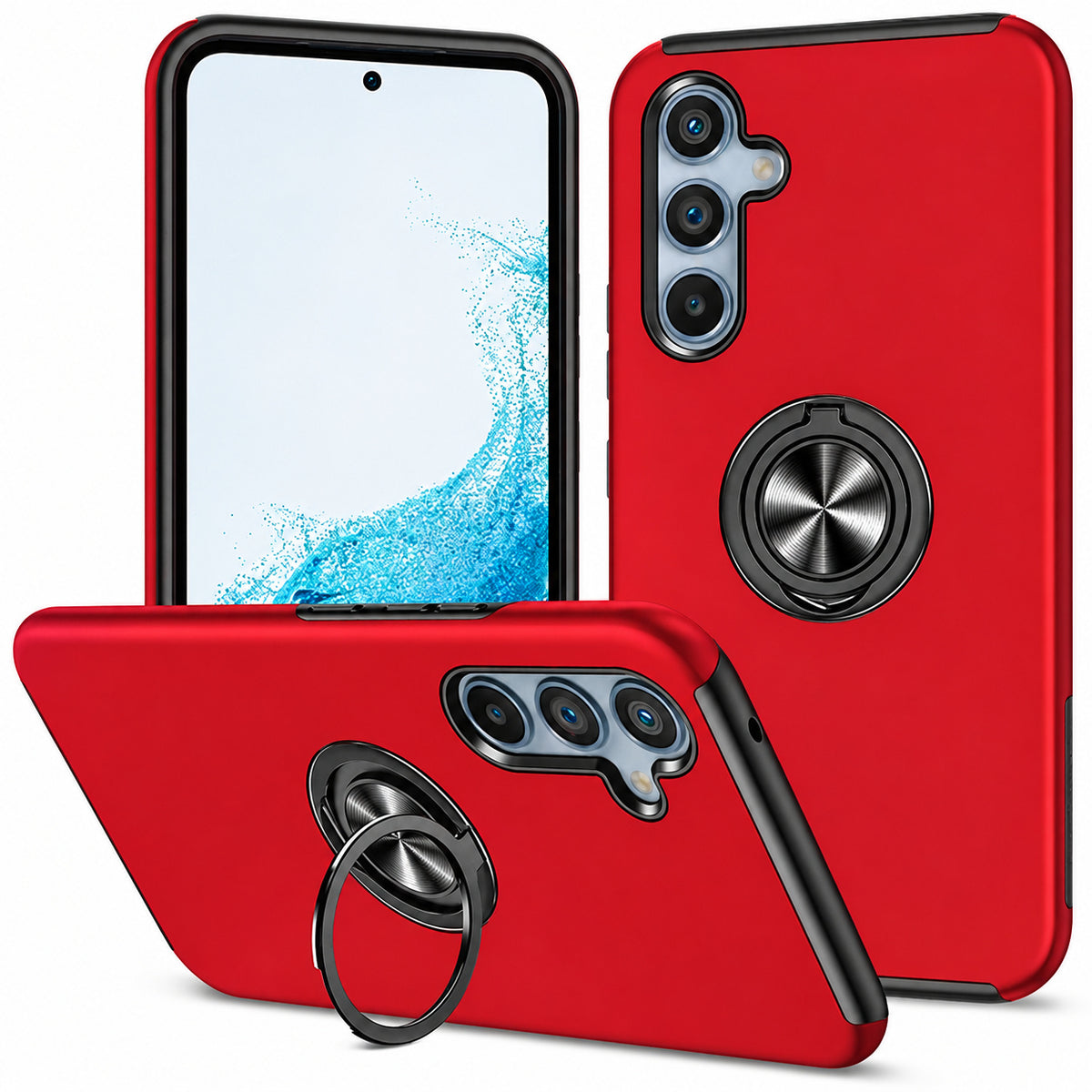 Swirl Invisible Ring Case for Samsung Galaxy A15 5G - Red