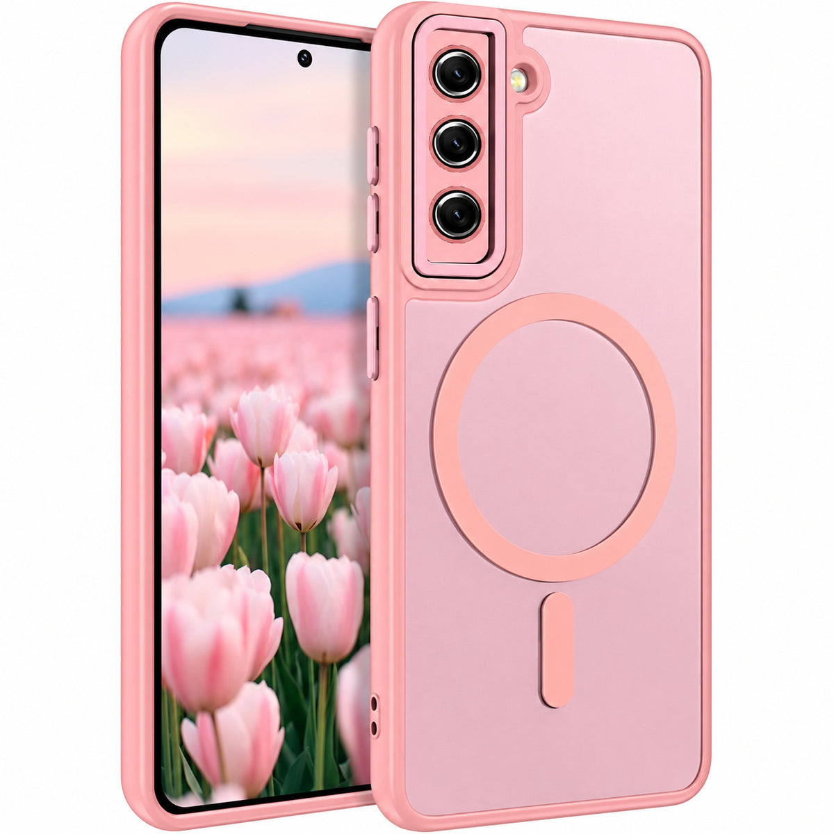 Matt Rubberized Magsafe Case for Samsung Galaxy S21 - Rose Gold