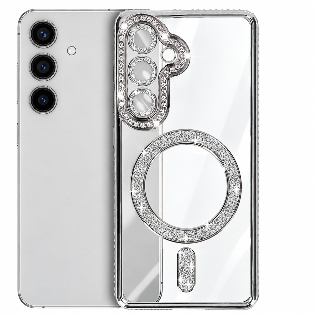 Glitter Electroplated Magsafe Case for Samsung Galaxy S25 FE - Silver