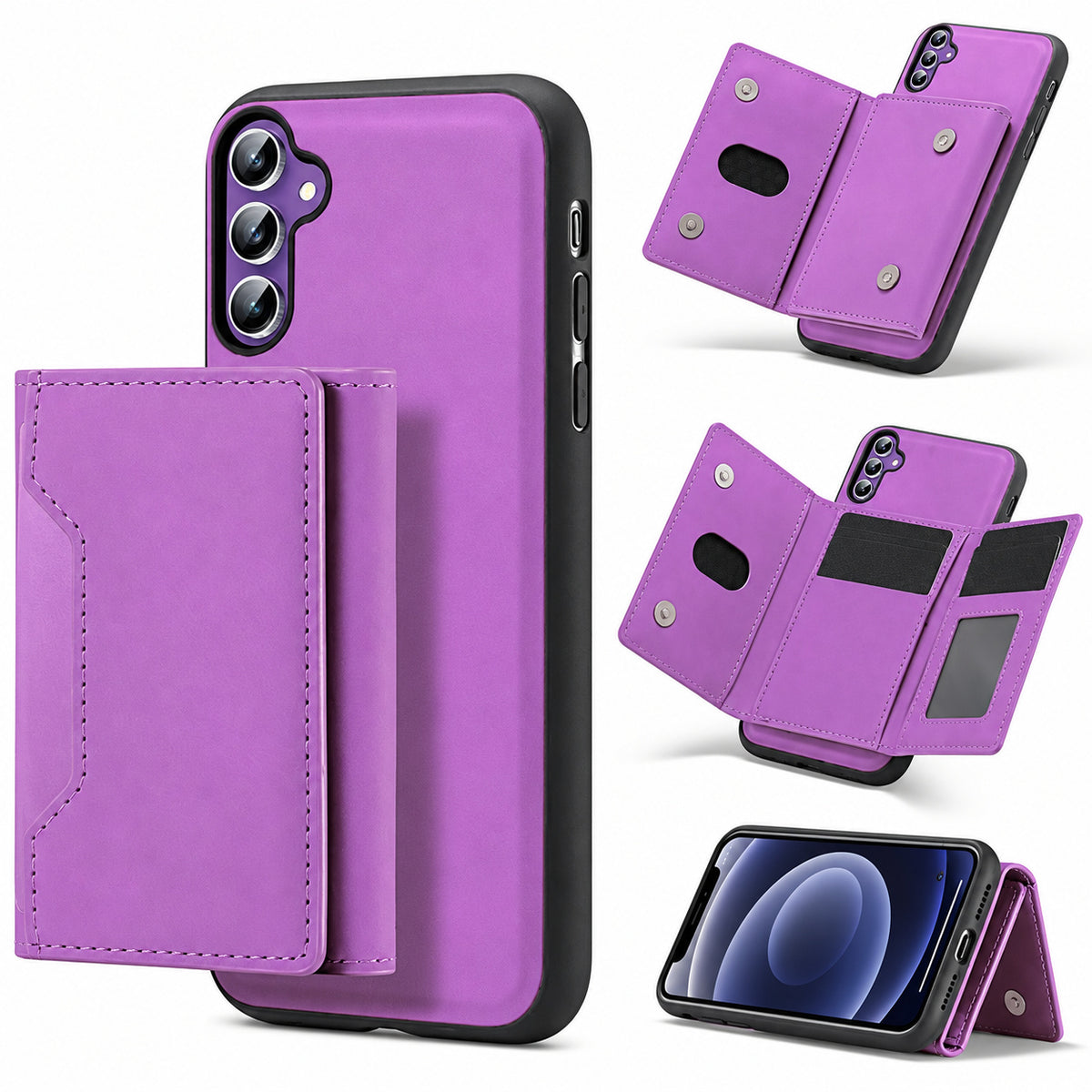 Detachable Card Slot Wallet for Samsung Galaxy S23 FE - Purple