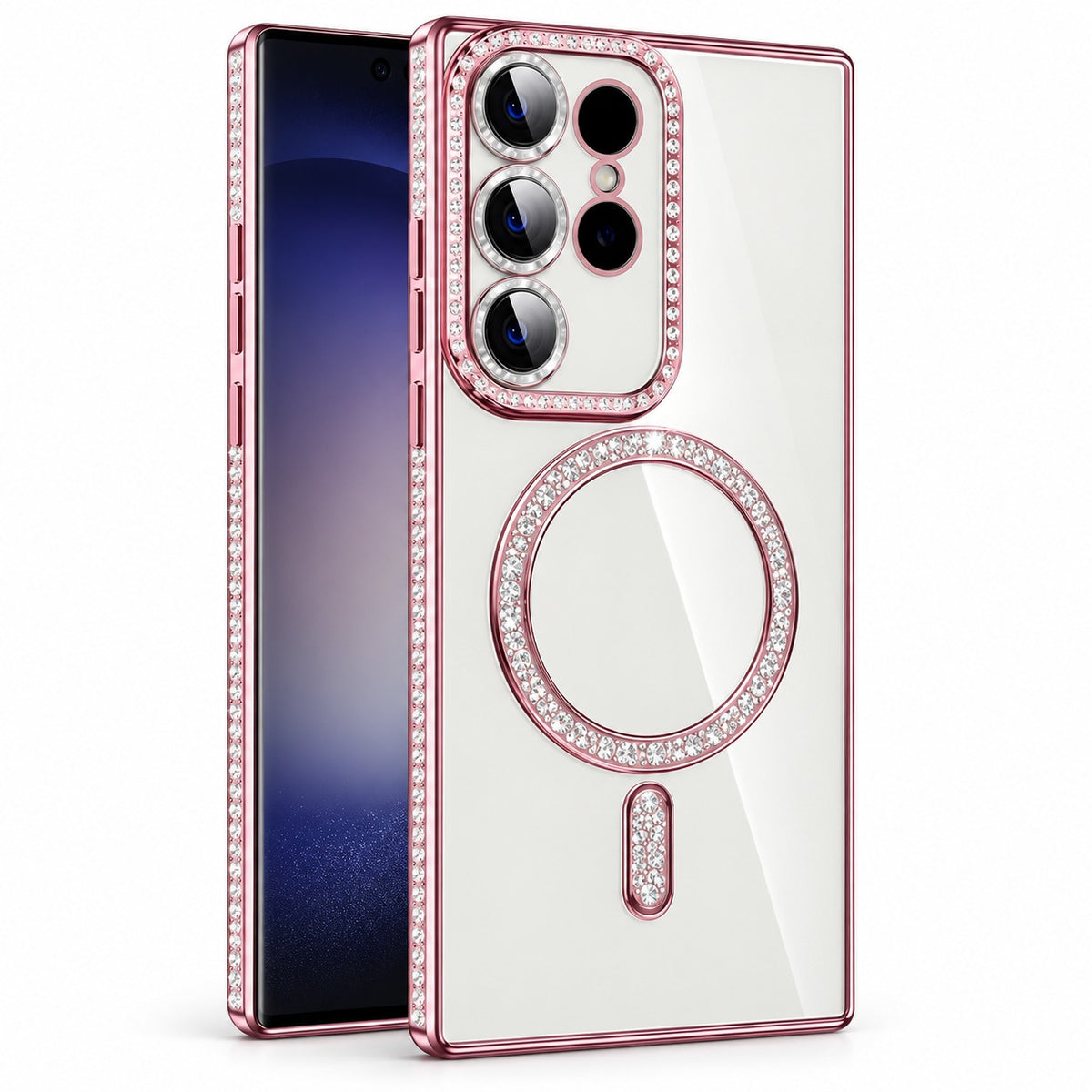 Glitter Electroplated MagSafe Case for Samsung Galaxy S23 Ultra - Rose Gold