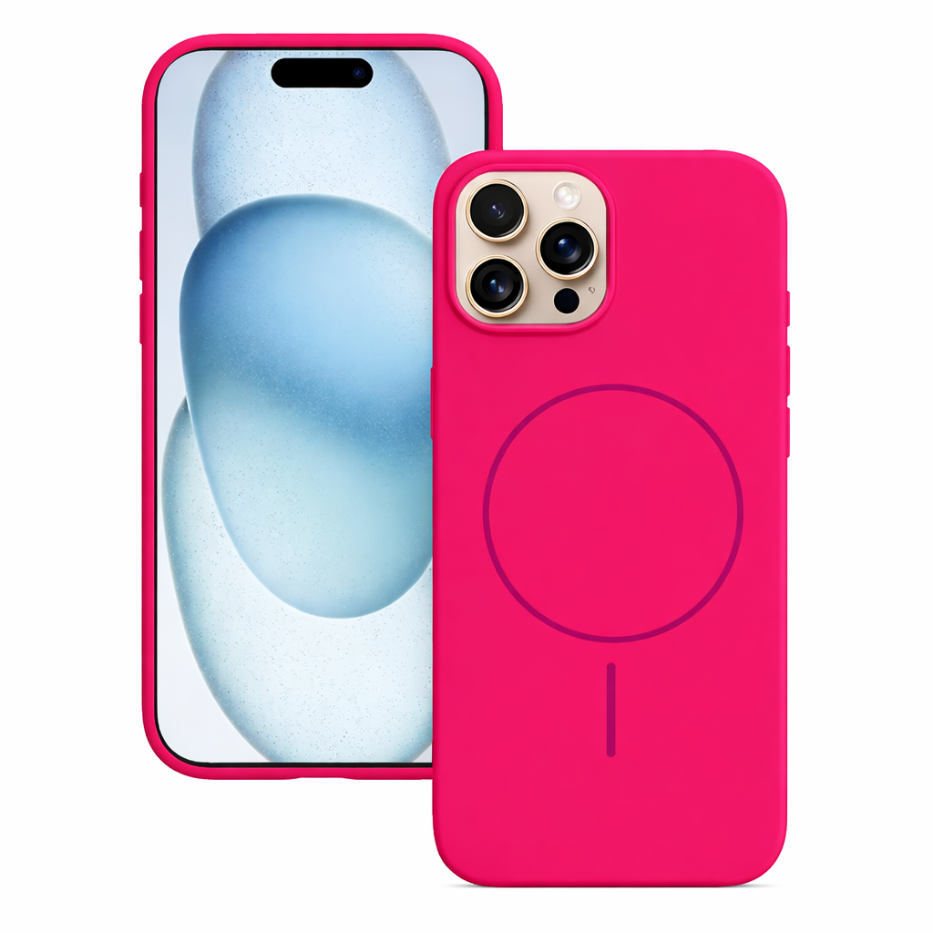 MagSafe Compatible Silicone Phone Case – Hot Pink Slim Shockproof Protective Cover