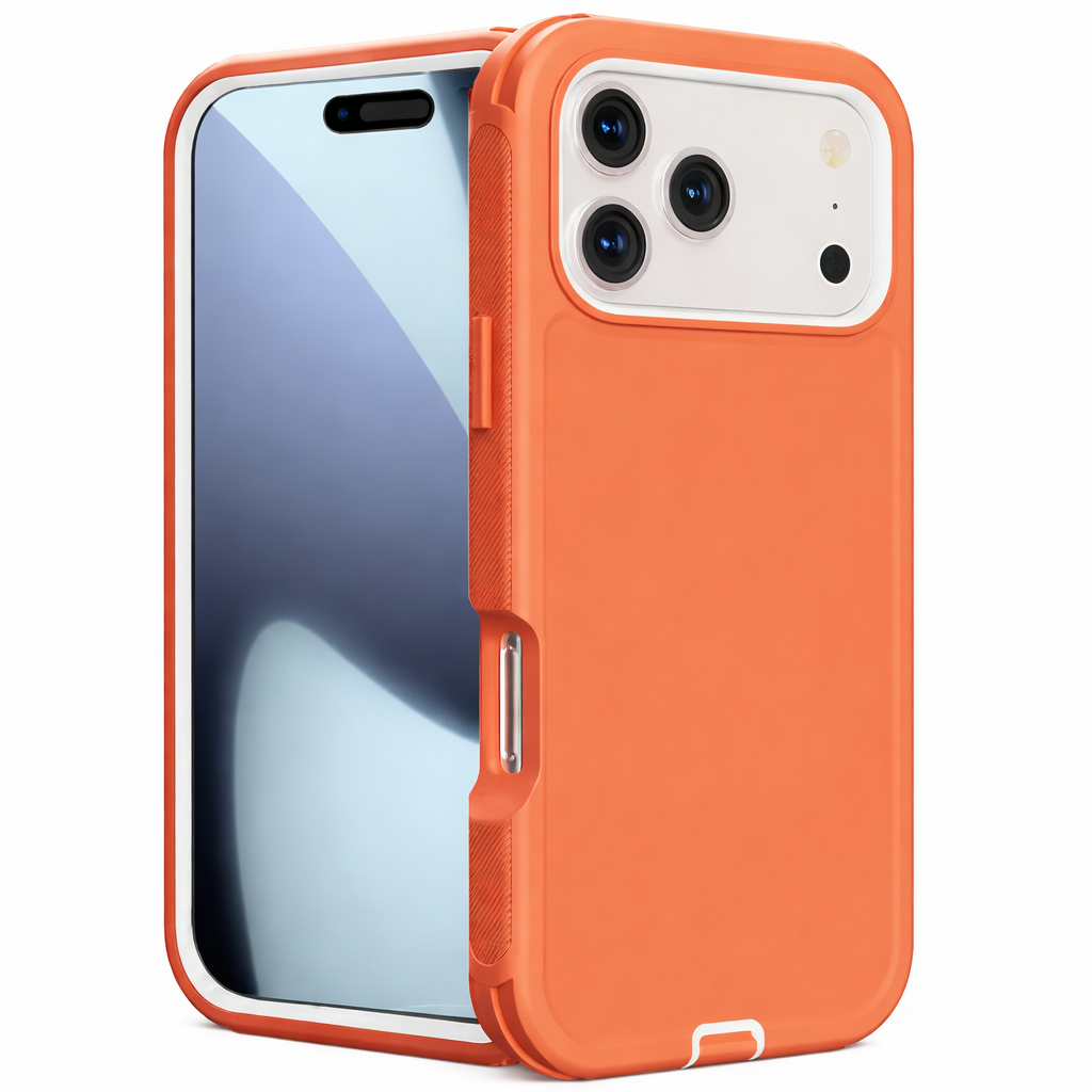 Heavy Duty Protective Phone Case – Triple Layer Full Coverage Shockproof Rugged Orange Cover
