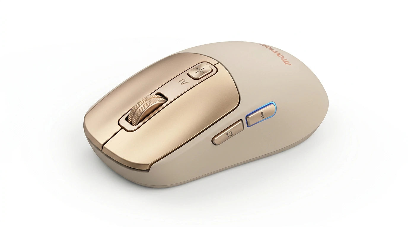 future tech gadgets Canada. smart tech store Canada. Momax 1-Folio A.I. Mouse. Gallery image 10. Lines name one specific SKU—never substitute a generic lookalike from the category. After review passes, each render should still read as a fresh studio viewpoint of that same physical unit.