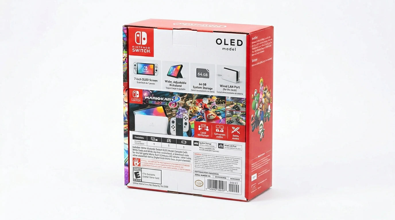 cutting edge electronics online Canada. buy electronics online Canada. New Nintendo Switch OLED Mario kart Deluxe Edition. Gallery image 8. Lines name one specific SKU—never substitute a generic lookalike from the category. After review passes, each render should still read as a fresh studio viewpoint of that same physical unit.