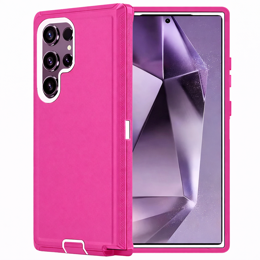 Heavy Duty Protective Phone Case – Triple Layer Full Coverage Shockproof Rugged Hot Pink Cover
