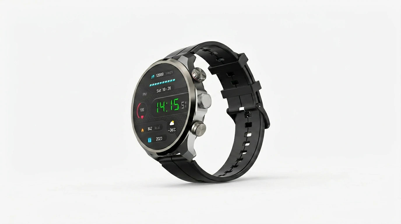 future tech gadgets Canada. smart tech store Canada. Techtron FWA24 4G Android Smart Watch. Gallery image 10. Lines name one specific SKU—never substitute a generic lookalike from the category. After review passes, each render should still read as a fresh studio viewpoint of that same physical unit.