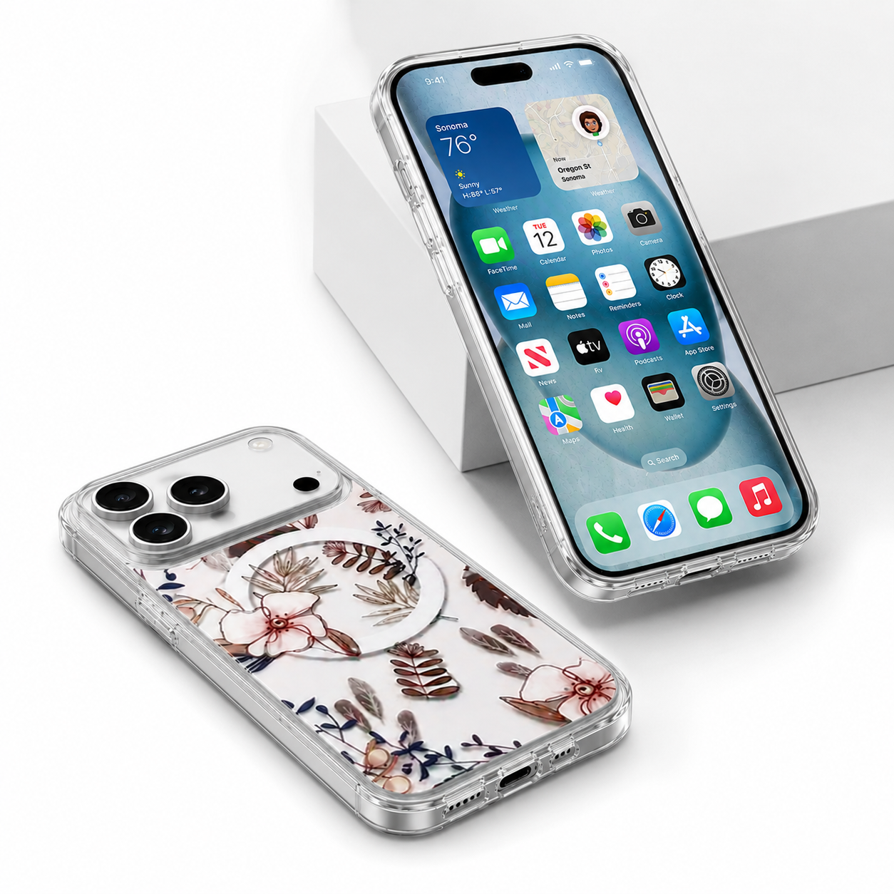Luxury Flower Pattern Protective Case for Apple iPhone 17 Pro Max Mobile Cover
