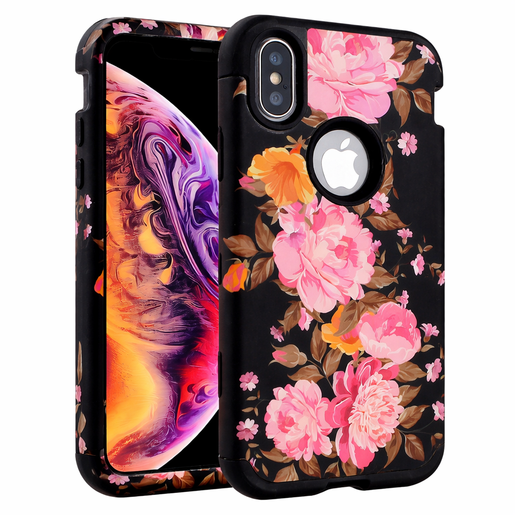 Protective Phone Case – Dual Layer Full Coverage Shockproof Aster Design Tough Hybrid