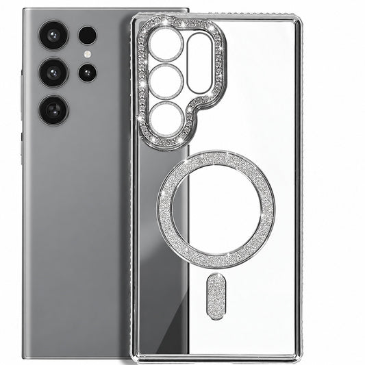 Glitter Electroplated Magsafe Case for Samsung Galaxy S25 Ultra - Silver
