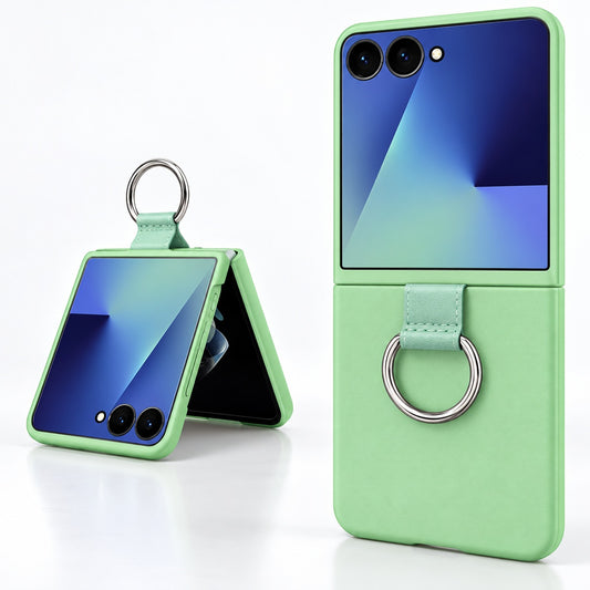 Luxury Leather Ring Case for Samsung Galaxy Z Flip 7 - Teal
