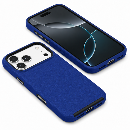 Apple iPhone 17 Pro Max Navy Cover, Textured Dotted Case, Wireless Charging Compatible Case, Heavy Duty Phone Cover, Protective Smartphone Case
