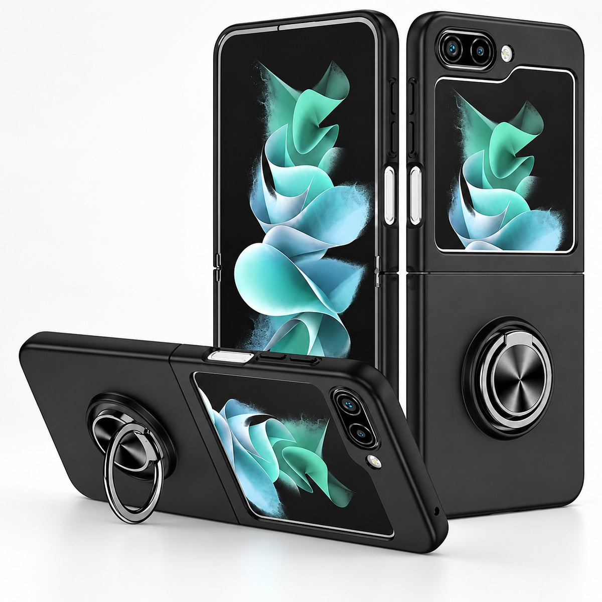 Swirl Invisible Ring Case for Samsung Galaxy Z Flip 6 - Black