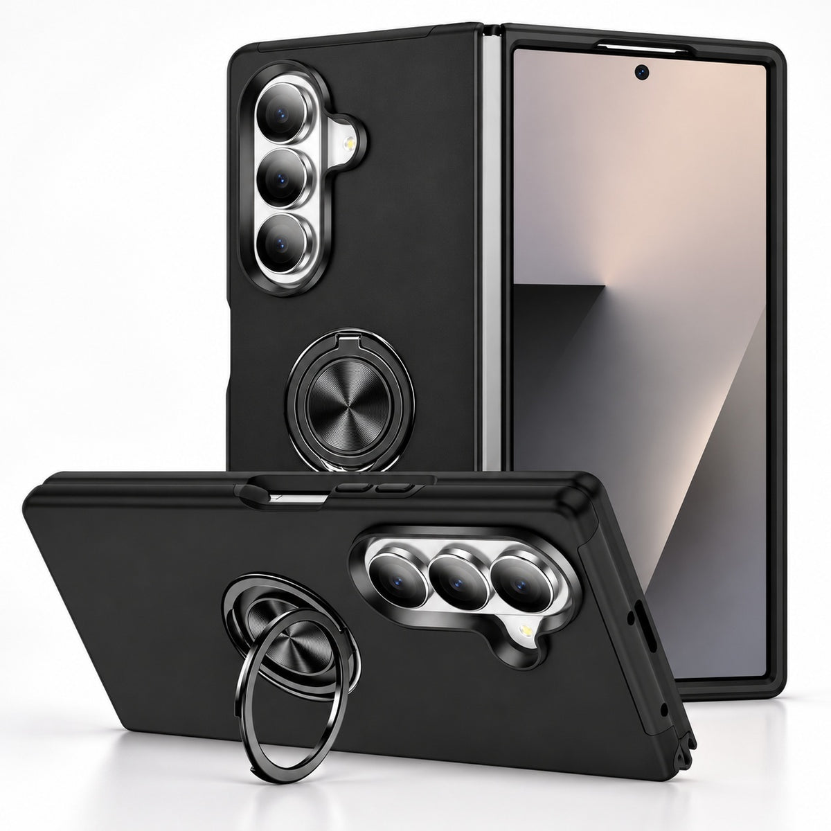 Swirl Invisible Ring Case for Samsung Galaxy Z Fold 7 - Black