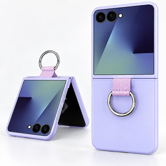 Luxury Leather Ring Case for Samsung Galaxy Z Flip 7 - Purple