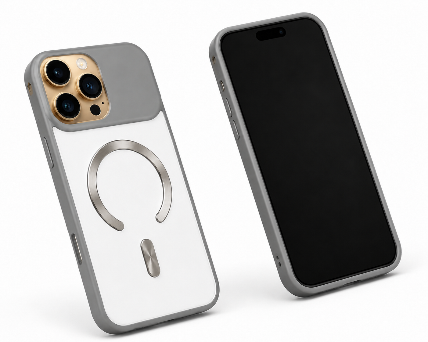 Designer grey mobile cover with raised camera protection for iPhone 12