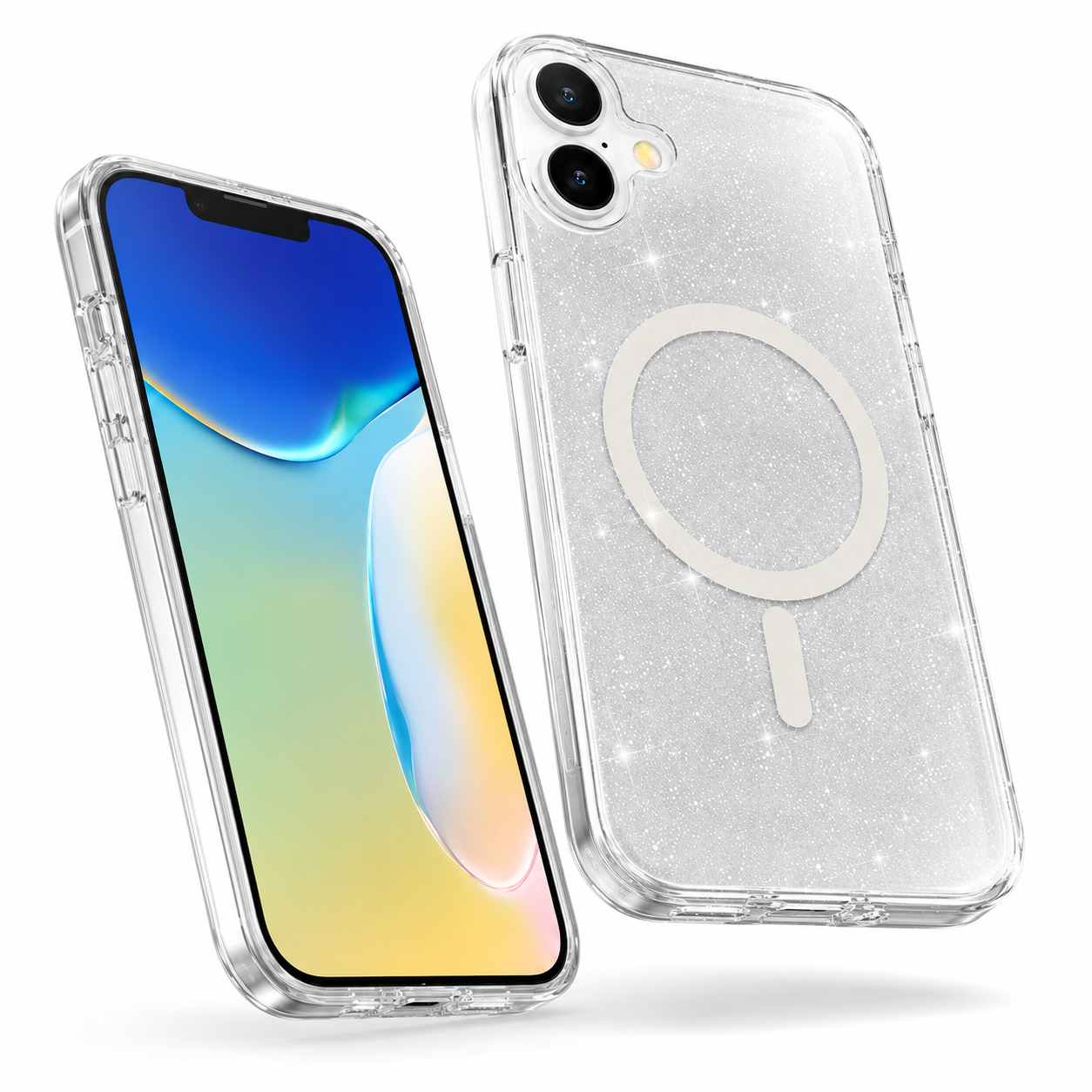 Transparent Sparkly Phone Case for Apple iPhone 16 Slim Protective Smartphone Case