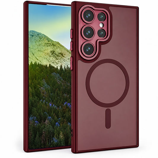 Matt Rubberized Magsafe Case for Samsung Galaxy S25 Ultra - Wine