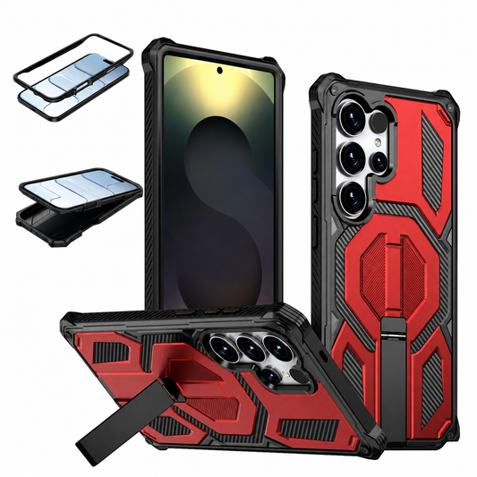 Heavy duty Red phone case with MagSafe Compatible Cover with Stand