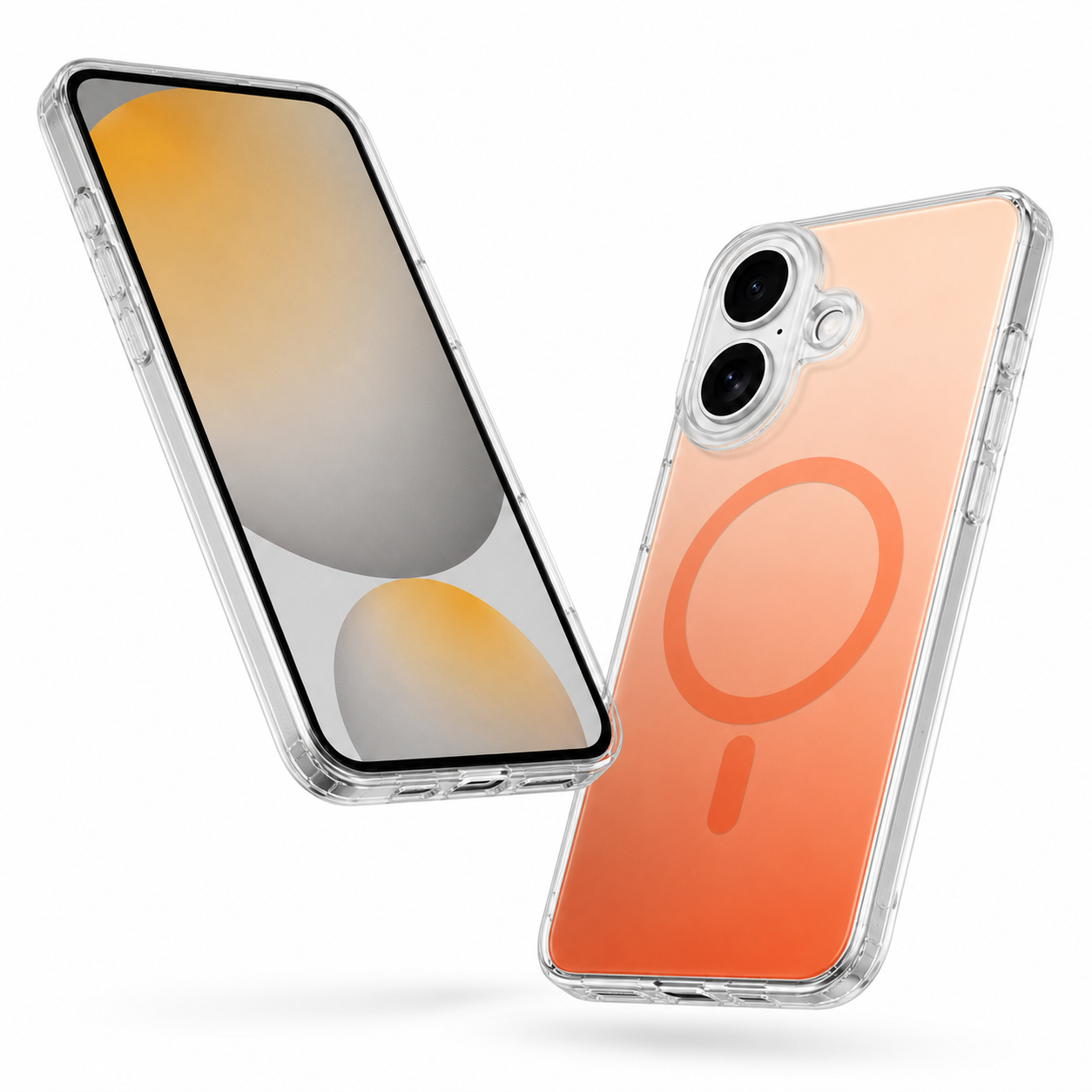 Orange iPhone 17 Case, Premium Protective Smartphone Case, Drop Protection Phone Cover, Clear Gradient MagSafe Case