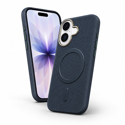 Dark Blue iPhone 16 Case with MagSafe case ring and raised camera protection
