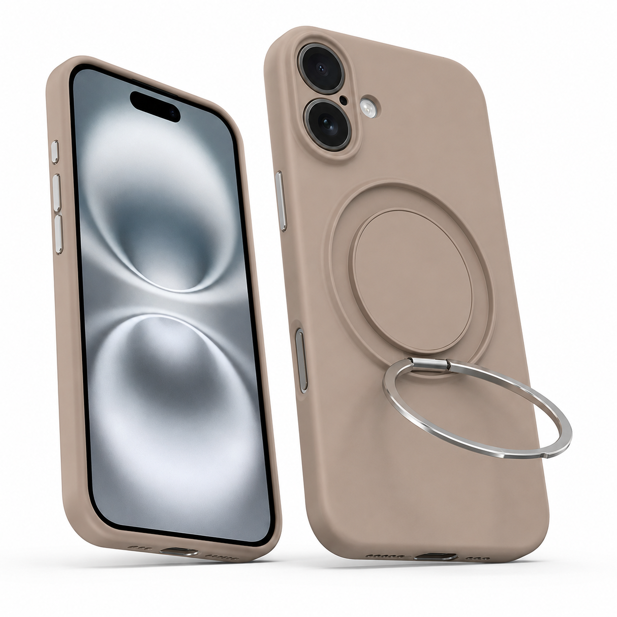 iPhone 16 Ring Stand Case, Kickstand Phone Case, MagSafe Compatible Case, Wireless Charging Compatible Case, Premium Silicone Cover, Impact Resistant Phone Case