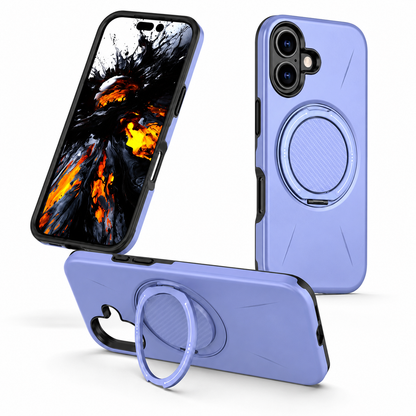 Light Purple iPhone 17 Protective Case featuring MagSafe compatibility, ring stand, impact-resistant phone case, wireless charging compatible