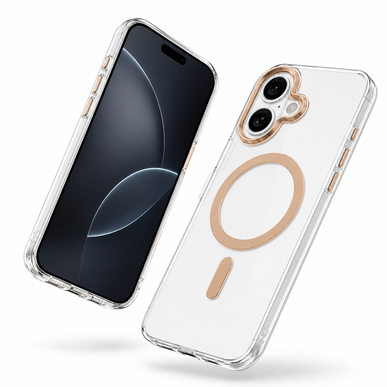 Luxury MagSafe Spectra Case Apple iPhone 17 – Gold, impact-resistant mobile cover, premium transparent phone case, and magnetic protective case