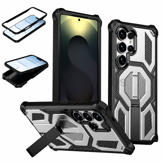 Heavy duty Grey phone case with MagSafe Compatible Cover with Stand