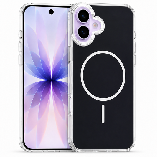 MagSafe Crystal Shell Case for Apple iPhone 17 Black, Transparent Phone Case, Shockproof Protective Cover