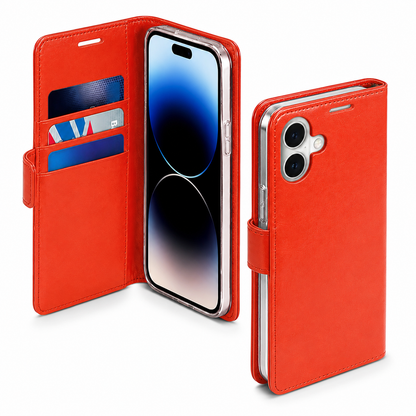 Shockproof wine leather-style diary case for Apple iPhone 17