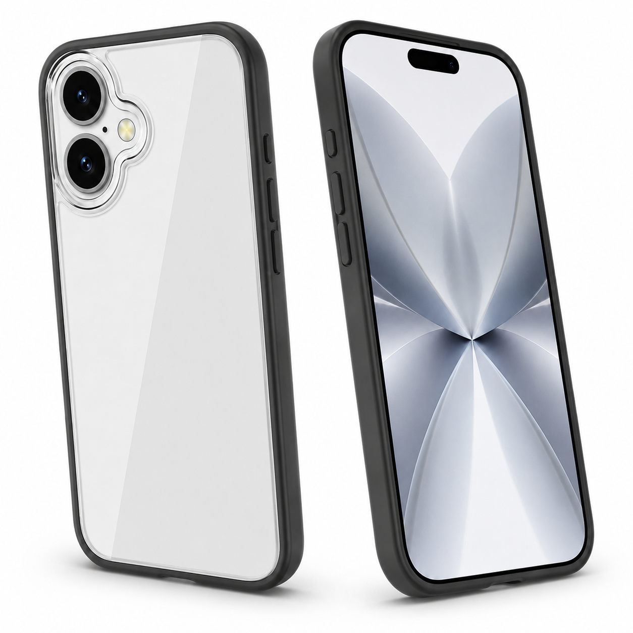 Shockproof clear iPhone 17 case with reinforced black bumper