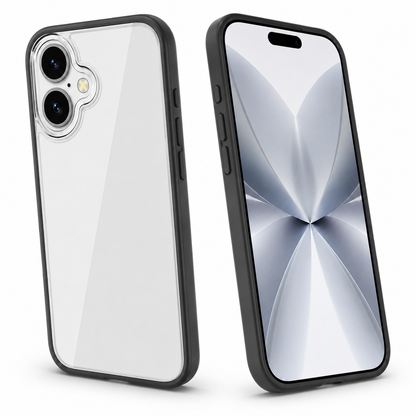 Shockproof clear iPhone 17 case with reinforced black bumper