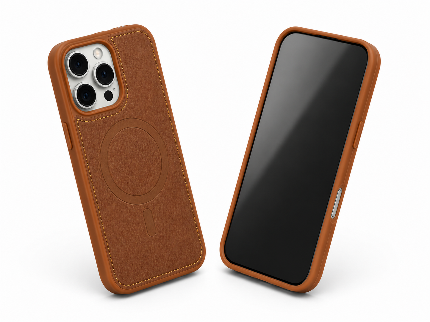 Brown leather style iPhone 12 protective MagSafe phone cover
