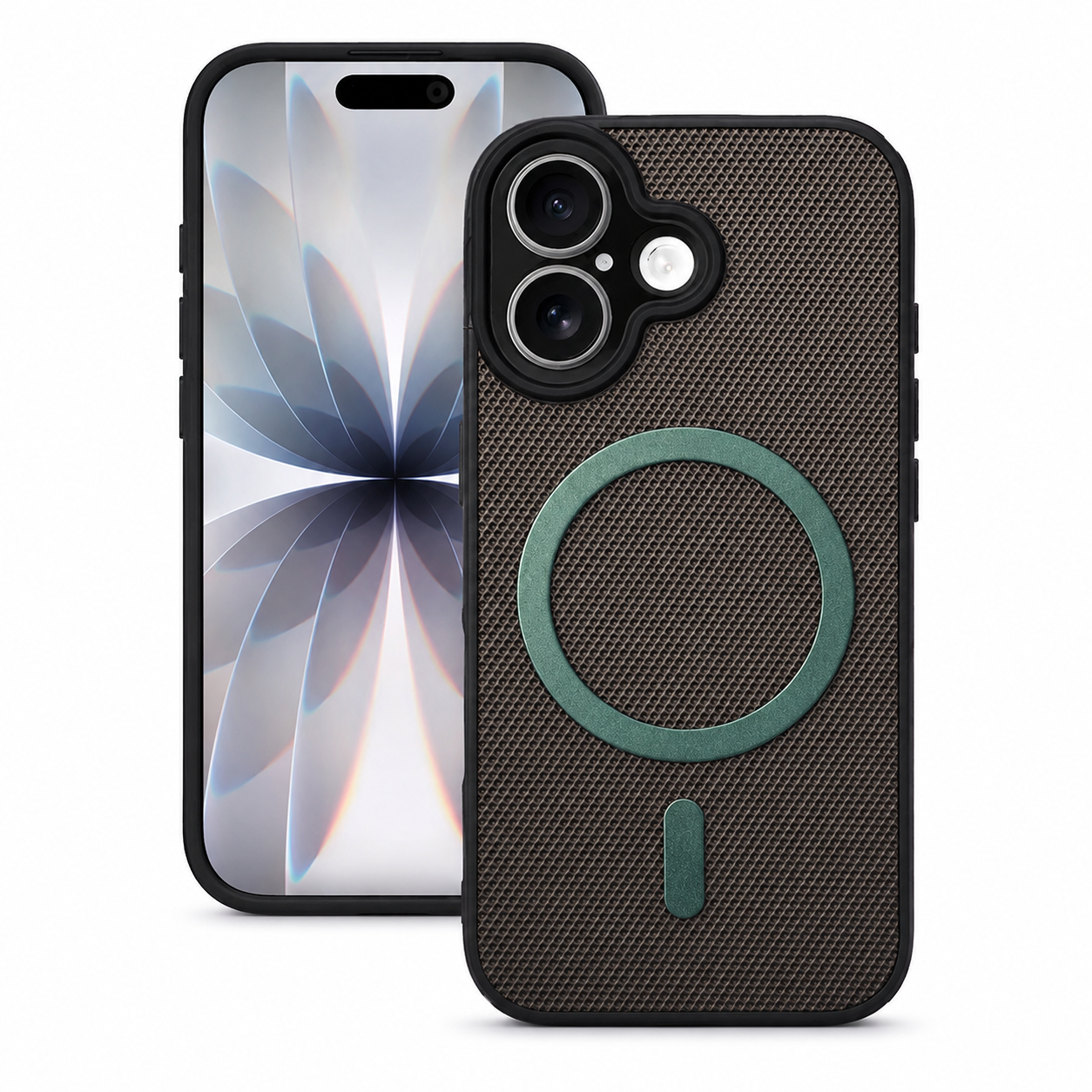 Green MagSafe Grip Weave Case for Apple iPhone 16 Shockproof Protective Phone Cover
