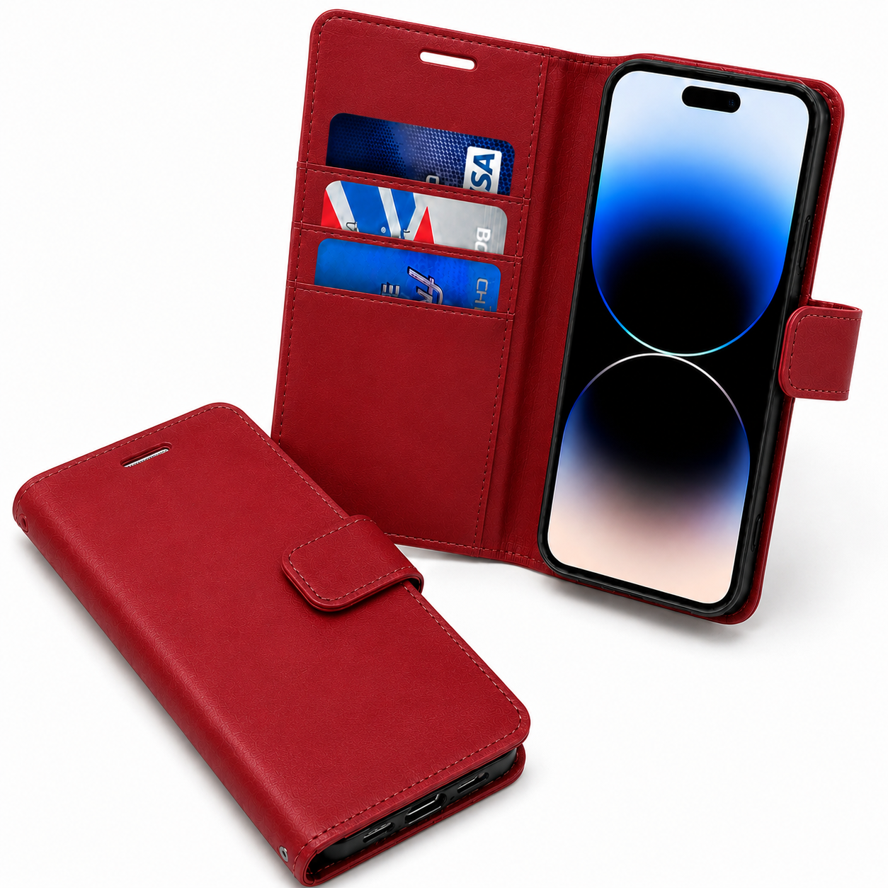 Luxury Wine iPhone 17 Pro Max Case Goospery Diary Wallet Cover with Magnetic Closure