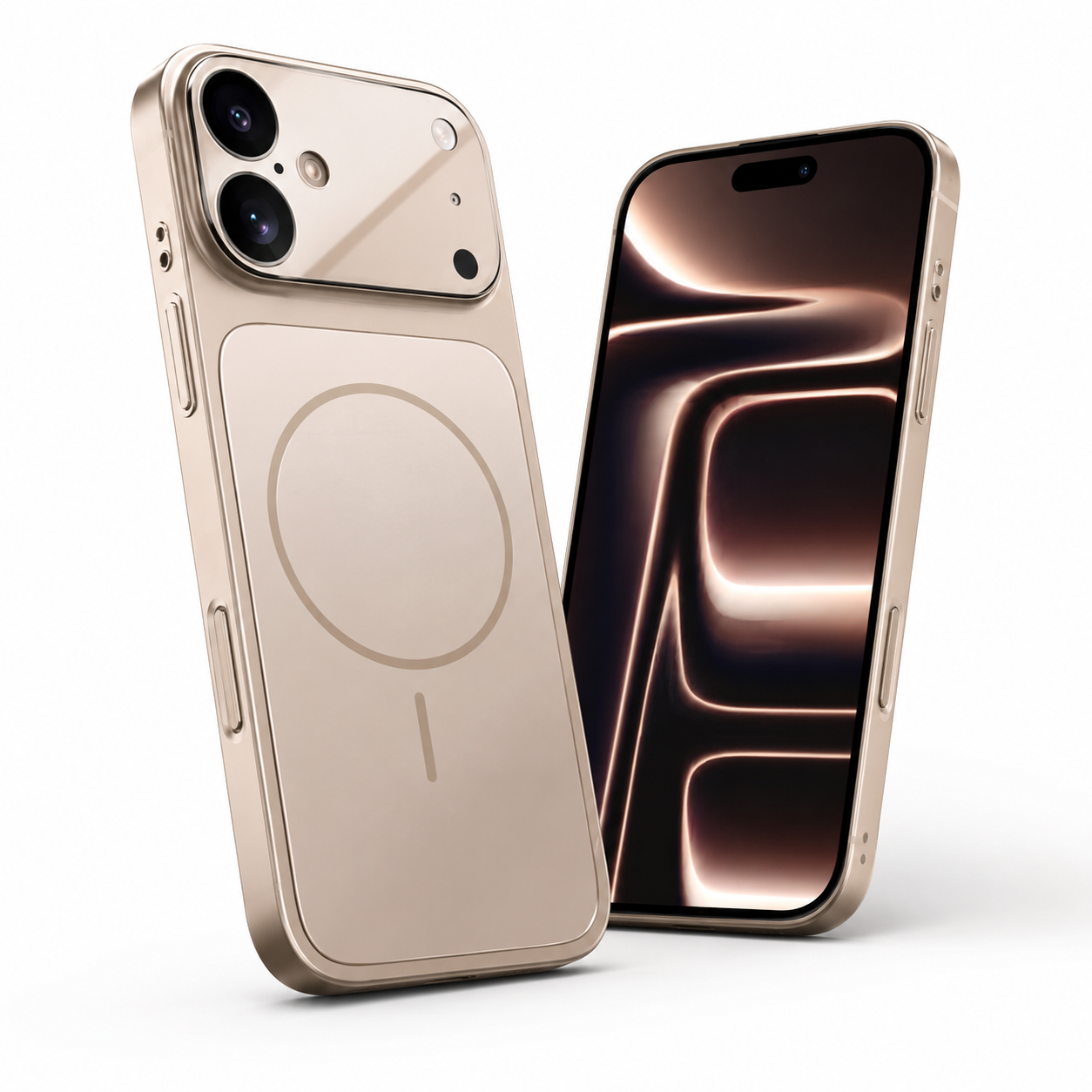 Premium Rose Gold iPhone 16 Protective Phone Case with AG Glass Back and MagSafe