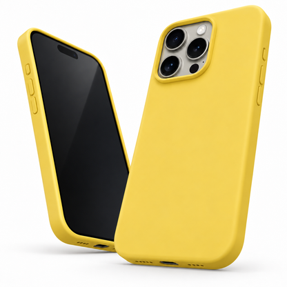Premium Liquid Silicone Case for Apple iPhone 14 Pro - Yellow - side profile product view