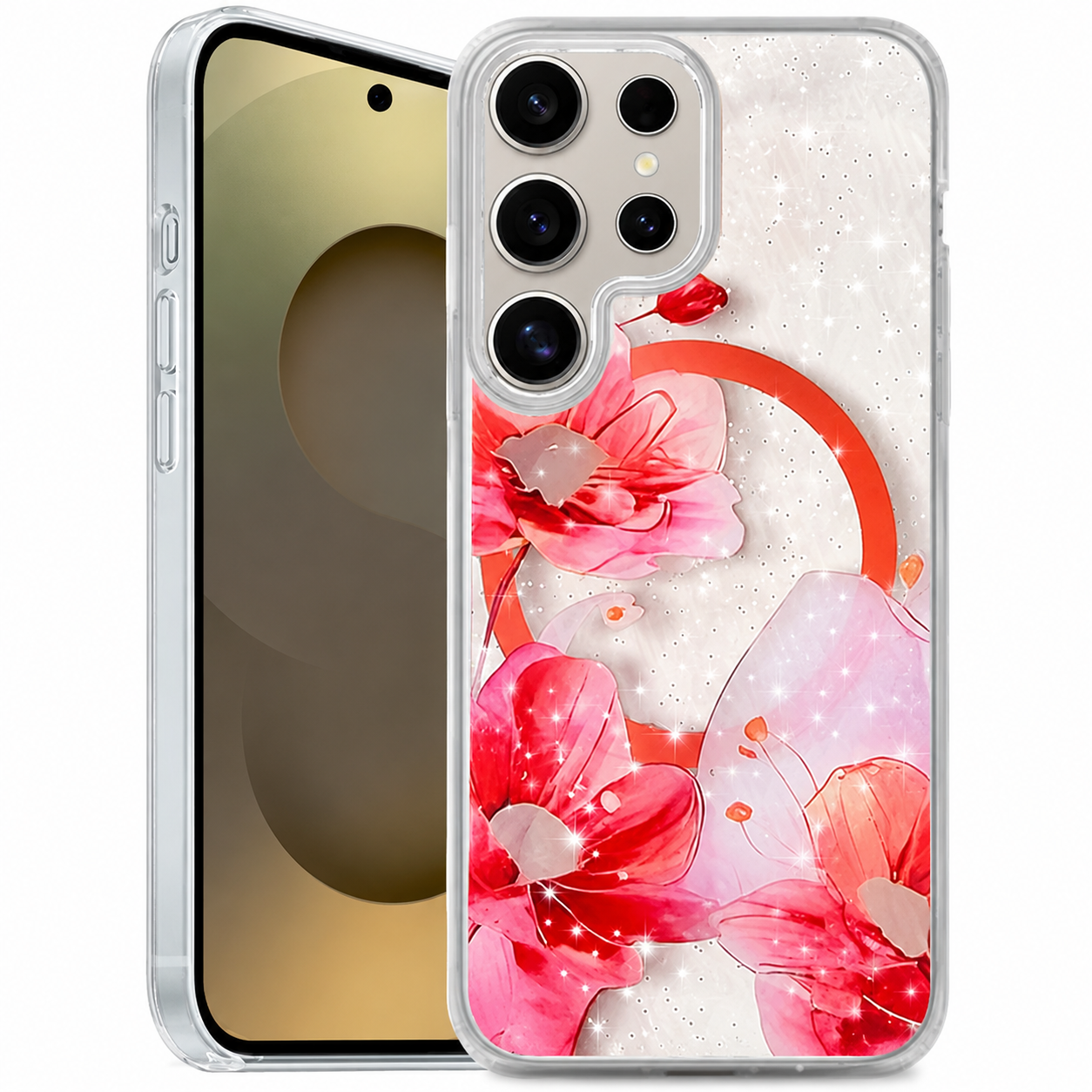 Dual Layer Phone Case – Red Flower Floret Cover MagSafe Compatible