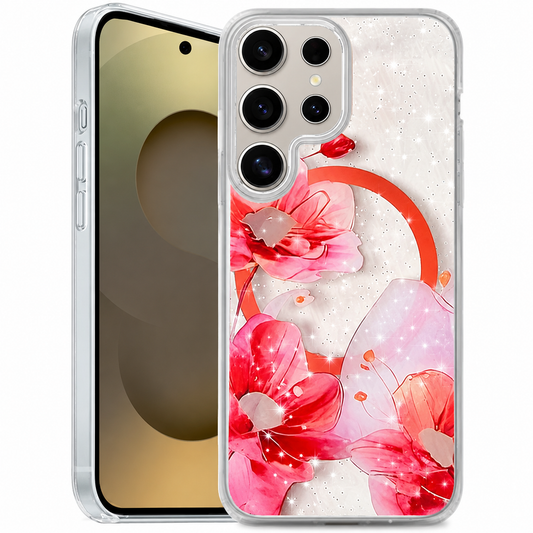 Dual Layer Phone Case – Red Flower Floret Cover MagSafe Compatible