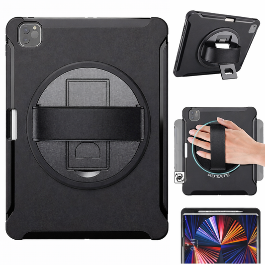 Heavy Duty Tablet Case – Black Hand Strap with Kickstand Case | Protective Case